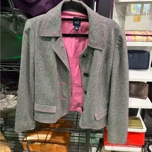 GAP‎ Women's Blazer in Gray with Pink Interior